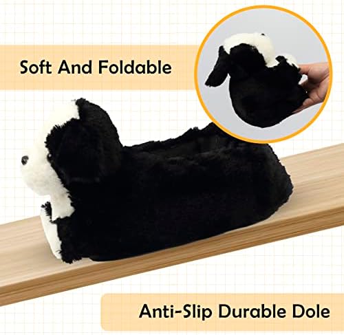 Aopuro Women Black Dog Animal Slippers Cute Soft Plush House Shoes Fluffy Warm Slippers Cartoon Novelty Bedroom Puppy Gifts for Birthday Christmas | Image 3