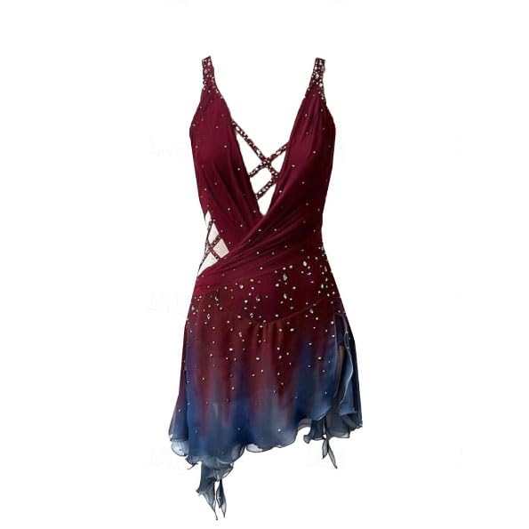Costume de patinage artistique fait main à dégradé élégant pour compétitions de gymnastique