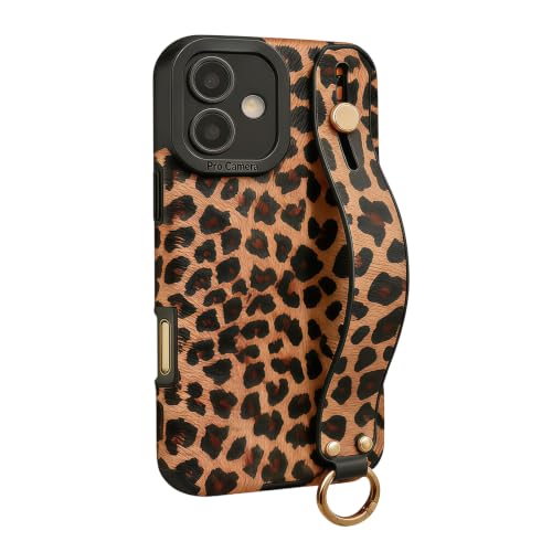 siduater Compatible for iPhone 17 Case Cute Strap Holder, Leopard Brown