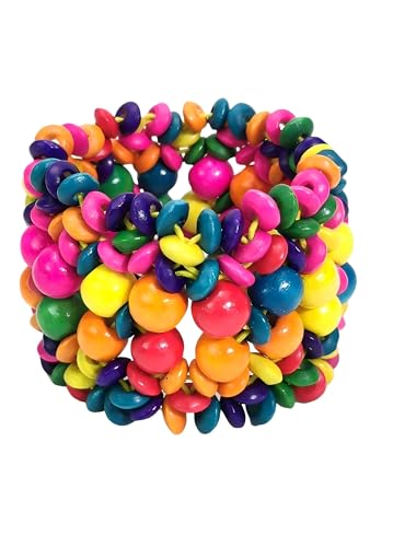 ChungLong0593 Bohemian Multicolor Wooden Thick Coconut Shell Bracelet Natural Wood Beads Women's Elastic Bracelet - Coconut Shell Colorful