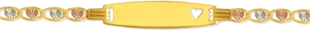 Id Bracelet - Unique Jewelry Gift for Her and Him - Tricolor Love Star Heart 14k Gold Bar Bracelets – Free Customizable Personalized Engraving with Name - Brazalete Con Place 14k Oro - Size 6'': Clothing, Shoes & Jewelry