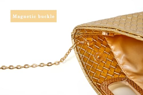Image of Women's Woven Evening Bag Casual Leather Shoulder Handbag Fashion Clutch Purse