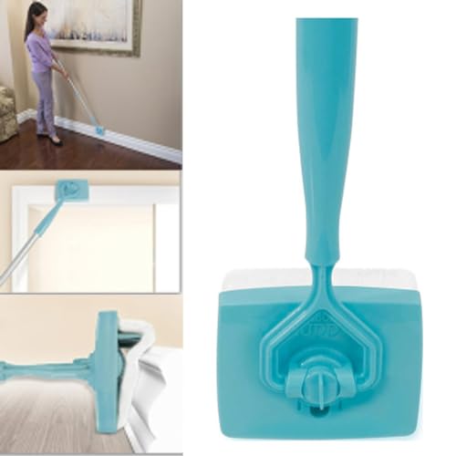 Generic Broom Brush Baseboard Cleaning Skirting Boards Telescopic Pole Extendable With Dust Catcher Duster Microfibre Cloth Simply Walk &Glide Extendable Microfiber Dust Brush (Blue)