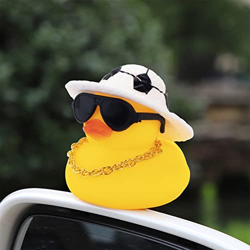 Image of wonuu Car Rubber Duck, Yellow Duck Decoration Dashboard with Sun Hat Swim Ring Necklace Sunglasses for Car Dashboard Decorations