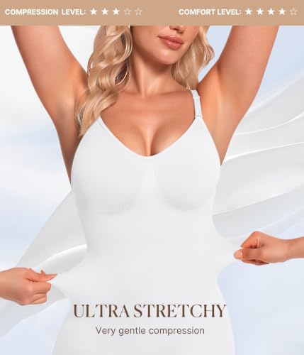 Image of BRABIC Waist Trainer Bodysuit for Women Tummy Control Shapewear Round Neck Seamless Butt Lifter Full Body Shaper