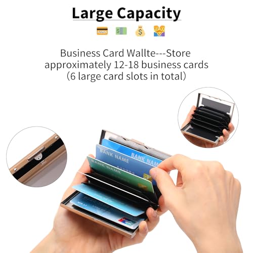 Image of Stainless Steel Credit Card Wallet RFID Blocking Metal Case Pocket Business Card Holder for Women and Men