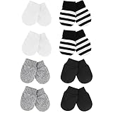 DISEÑO ESTIMADO: La parte de la muñeca de los guantes de algodón es elástica, lo que hace que sean fáciles de poner y quitar, manteniendo los guantes bien ajustados a las pequeñas manos del bebé y encajando perfectamente para evitar que el bebé se rasque.