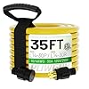 30-Amp Generator Extension Cord (35 Feet) 4-Prong 125/250V 7500W, NEMA L14-30P/L14-30R,10 Gauge SJTW Locking Power Cord for Transfer Switch, Portable Generators,Yellow 35ft Generator Cable