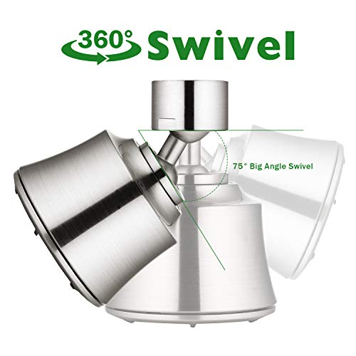 Houtingmaan Kitchen Sink Faucet Aerator With 2 Ball Joint, Big Angle Swivel Sprayer Head Replacement With 4 Spray Models, 55/64-27Uns Famale Thread - Brushed Nickel #TOP1