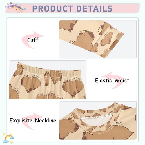 senya I'm So Tired Cute Capybara Pajamas Set Long Sleeve Soft Cotton Sleepwear 2 Piece4
