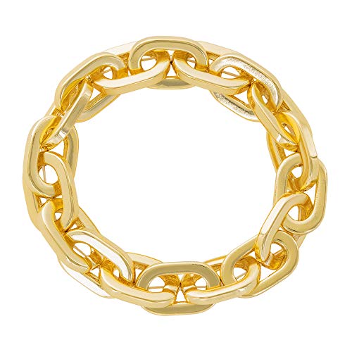 And Lovely 14K Gold Plated Bold Chain Link Bracelet - Oval Link Stretch Bracelet for Women (Gold)