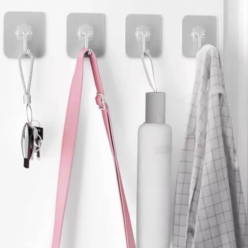 Image of CERLINK Self Adhesive Wall Hooks 30 Pack | Heavy Duty Transparent Sticky Hooks for Wall | No Drill, Waterproof, Strong Hold Hooks for Kitchen, Bathroom & Home (Pack of 30)