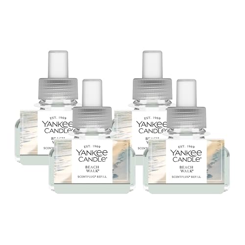 Image of Yankee Candle ScentPlug Refill for Plug in Air Fresheners, Scented Oil Refills, Long Lasting Home Fragrance, Beach Walk (Pack of 4)
