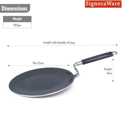 Image of Signoraware Perfecto 3 Coating Non Stick Concave Tawa | Gas & Induction Compatible | Prevent Sticking & Burning | Ideal for Making Roti, Dosa, Paratha, Pancake & Toasting Sandwiches (25cm | Steel)