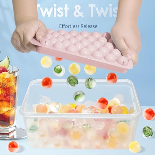 image for WIBIMEN Ice Cube Tray with Lid and Bin - Round Ice Trays for Freezer w