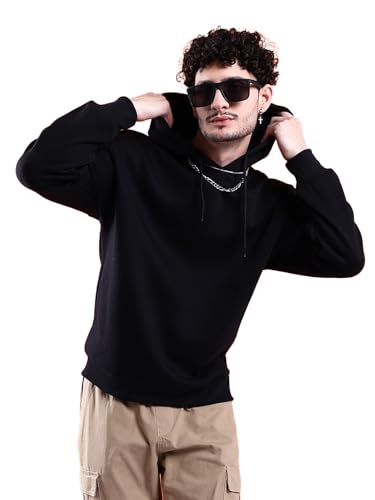 Image of The Indian Garage Co Men Regular Fit Solid Overhead Hooded Sweatshirt