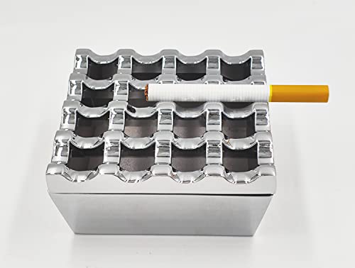Vintage Metal Small Cigar Ashtrays,16 Grids Novelty Fashion Windproof Cigarettes Ashtray Tabletop Decor Cigarillo Ash Tray,Silver by Honoro - Image 4
