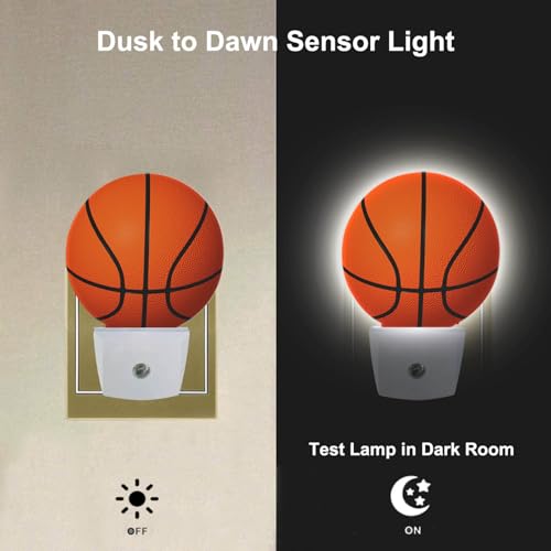 Image of Sports Night Light Basketball Night Lamp for Boys Men Basketball Room Decor American Ball Night Lights Plug into Wall Dusk to Dawn Sensor for Birthday Christmas Gifts