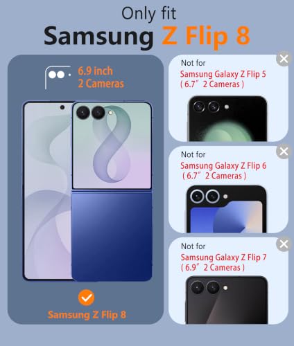 Image of FNTCASE for Samsung Galaxy Z Flip 8 Case: [Hinge Protection + Screen Protector] [Fit for Magsafe] Military Grade Drop Proof, Translucent Matte Protective Phone Cover - Blue
