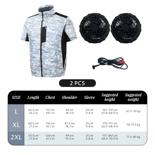 Gilet de refroidissement camouflage pour travail en extérieur avec ventilateur 3 vitesses