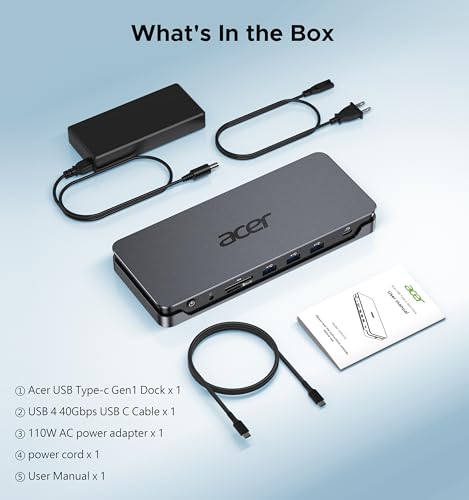 Acer 13-in-1 Laptop Docking Station, USB-C 3 Display Docking (2 HDMI+1 DP) - image 7