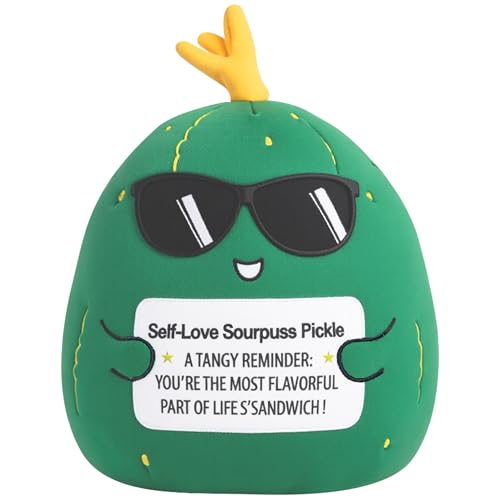 NIUBEHOHO Cucumber Plush Pickle Stuffed Animal - Emotional Support Stress Relief Home Decor Soft Plushie Toy for Bedroom Office Gift Giving Valentine's Day Gift 10 Inch