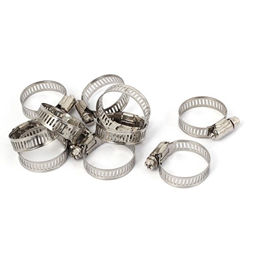 Aexit Adjustable 18mm-32mm Clamps Range Band Worm Hose Clip Clamp Strap Clamps 10 Pcs