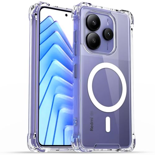 Image of Pikkme Back Cover for Redmi Note 14 /13 5G Mag-Safe Shockproof PC + TPU | Protective Case Magnetic Support | Bumper Case (Transparent Mag-Safe)