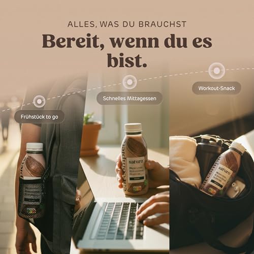 Saturo Astronautennahrung Cocoa | Trinkmahlzeit | 36 g Protein, zuckerfrei, 400 kcal | Trinknahrung Mit Wertvollen Nährstoffen | 6 x 400 ml