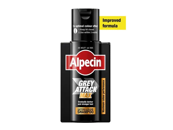 Alpecin Grey Attack MAX Caffeine & Colour Shampoo 1 x 200ml, Gradually Darker and Stronger Hair