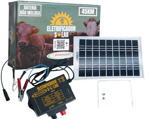 FAZENDEIRO, Cerca Elétrica Rural Eletrificador 45Km Solar sem Bat...
