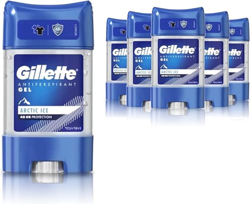 Gillette Antiperspirant Deodorant Gel For Men 420 ml (70 ml x 6) 48-Hour Invisible Sweat and Odour Protection Artic Ice