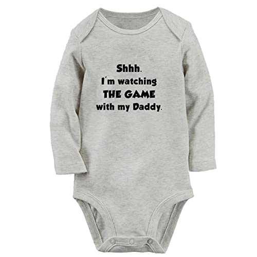 iDzn I'm Watching The Game With My Daddy Funny Rompers, Newborn Baby Bodysuits, Infant Jumpsuits, Toddler Kids Long Clothes