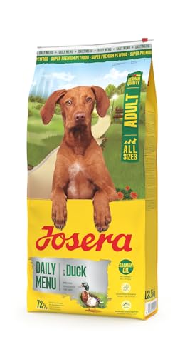 JOSERA Daily Menu Adult mit Ente (1 x 12,5g) | Trockenfutter für alle ausgewachsenen Hunde | glutenfrei | Moderater Energiegehalt | Für normal aktive Hunde | Wertvolle Omega-3 Fettsäuren| 1er Pack