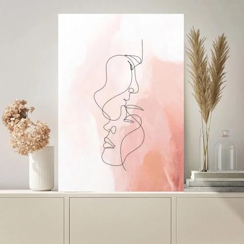 Toile art mural esthétique rose et impression minimaliste haute définition 70x100cm