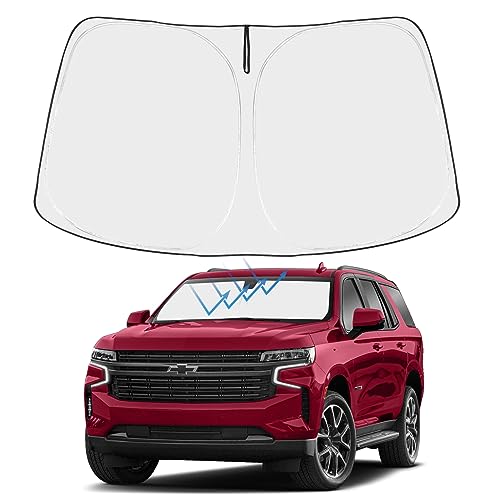 Image of Proadsy 2026 Upgrade Windshield Sun Shade Custom Fit 2021-2025 2026 Chevrolet Tahoe 4-Layer Foldable Front Sunshade Protector Sun Visor Blocks UV Rays Keep Car Cooler Accessories