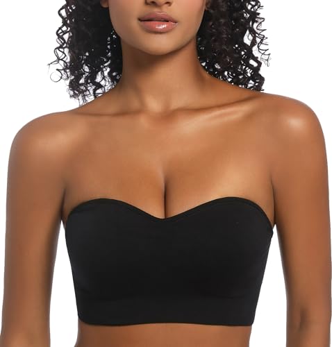 PRETTYWELL Strapless Bra for Women Comfort Non-Slip Seamless Padded Bandeau ...