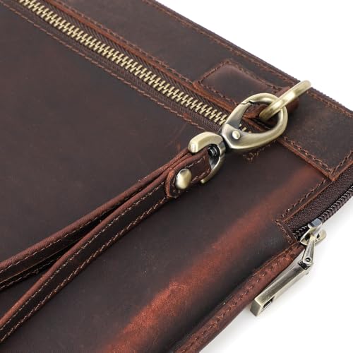 Image of CONTACTS Crazy Horse Leather 15.4 inch Laptop Case Slim Laptop Sleeve Briefcase | Compatible with MacBook Pro 15 inch Large Document Bag for Men Notary Bag by Handmade