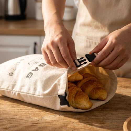 Foto von Brotmeister Brotbeutel Bienenwachs 43×33 cm, Wiederverwendbarer Natürlicher Brotbeutel, Stoff Brot Aufbewahrungsbeutel für Selbstgebackenes Brot, Brötchen und Backwaren (1PC)
