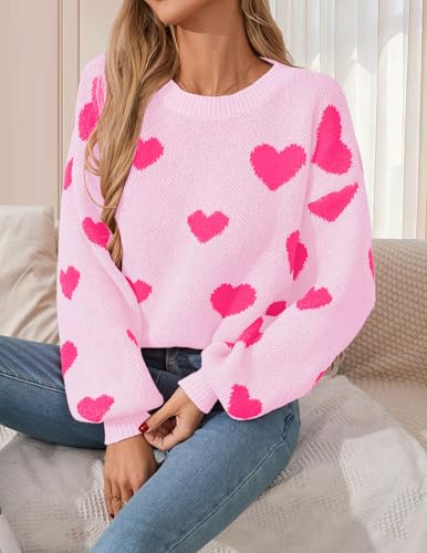 Image of Libsorge Womens Valentine Heart Sweater 2026 Valentines Day Trendy Cute Oversized Long Sleeve Pullover Sweaters