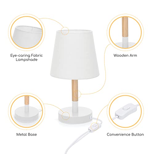 Lampe de Table Bois Moderne Abat-jour Tissu Aigostar