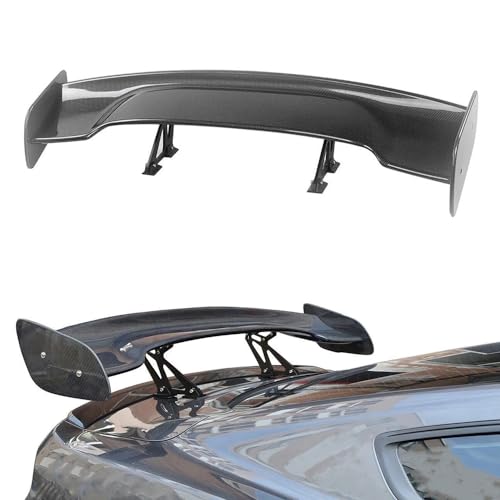 57 Inch Rear Trunk Spoiler Wing GT Style ABS Universal Compatible with Most Vehicles Wide Adjustable Rear Spoiler Racing Car Spoiler (Carbon Fiber Style)