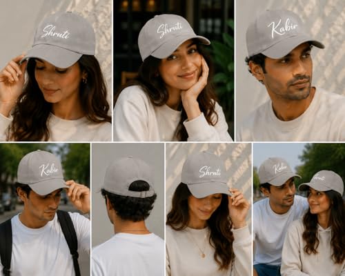 Image of AICA Personalised Name Cotton Cap for Men & Women � Black, Free Size | Gifts for Men & Women