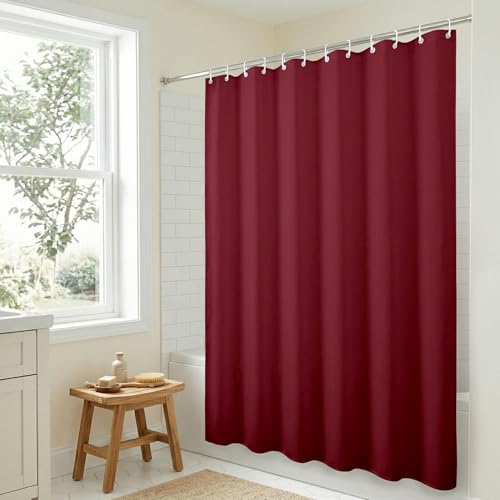 Americanflat 71x74 Solid Burgundy Shower Curtain - Water-Resistant Long Shower Curtain with Durable Metal Grommets and 12 Hooks - 100% Polyester by Americanflat - Image 6