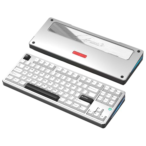 Image of PMOKEY Aurora 80 CNC Full Aluminum Wireless Mechanical Keyboard with VIA /QMK, 8000mah Battery, Tri-Mode Wireless Gaming Keyboard Custom Hot Swappable RGB Backlit for Windows /Mac /PC (Pro Silver)