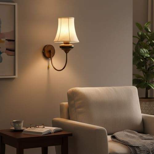 Luminaria vintage de bronce y hierro con interruptor de cadena E14 3