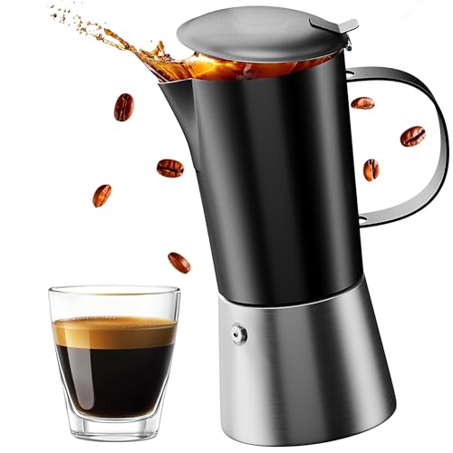 Stovetop Espresso Maker, Stainless Steel Moka Pot 6 Cup