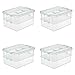 Sterilite 14228604 Stack & Carry 2 Layer Handle Box, Clear Base with Colored Handle and Latches, 4-Pack
