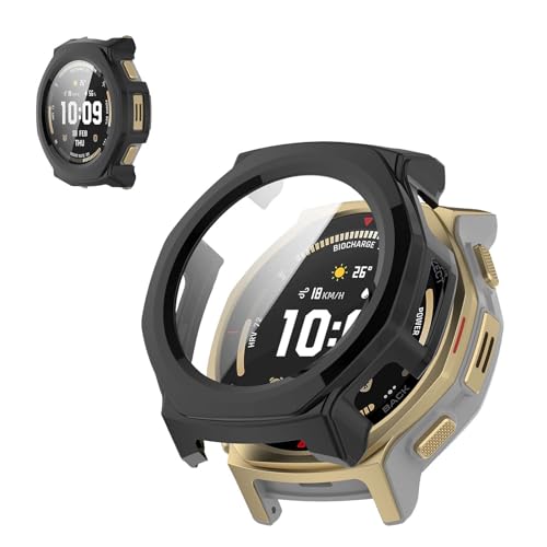 For Amazfit T-Rex 3 Pro 44mm �p �P�[�X �J�o�[ KONXISA Amazfit T-Rex 3 Pro 44mm �J�o�[+�t�B���� ��̌^�iPC�P�[�X+�K���X�t�B�����j�����ߗ� �C�菝�h�~ �Ռ��z�� �����[�d�\ �S�ʕی� ��
