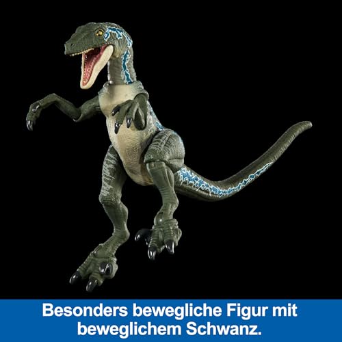 Image of Mattel Jurassic World Hammond Collection Dinosaur Action Figure, Velociraptor 'Blue' Dino Toy with Articulation